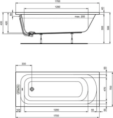 Ванна акриловая Ideal Standard Simplicity 170x70 W004401