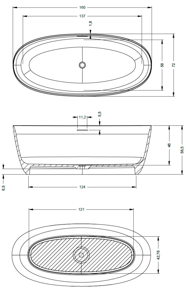 Cada Freestanding Solid Surface Riho Oval 160