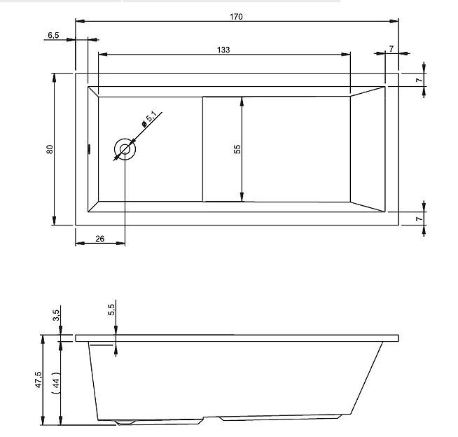 Cada acril Riho Lusso Plus 170x80 B006001005