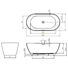 Cada Freestanding Solid Surface Riho Bilbao 150