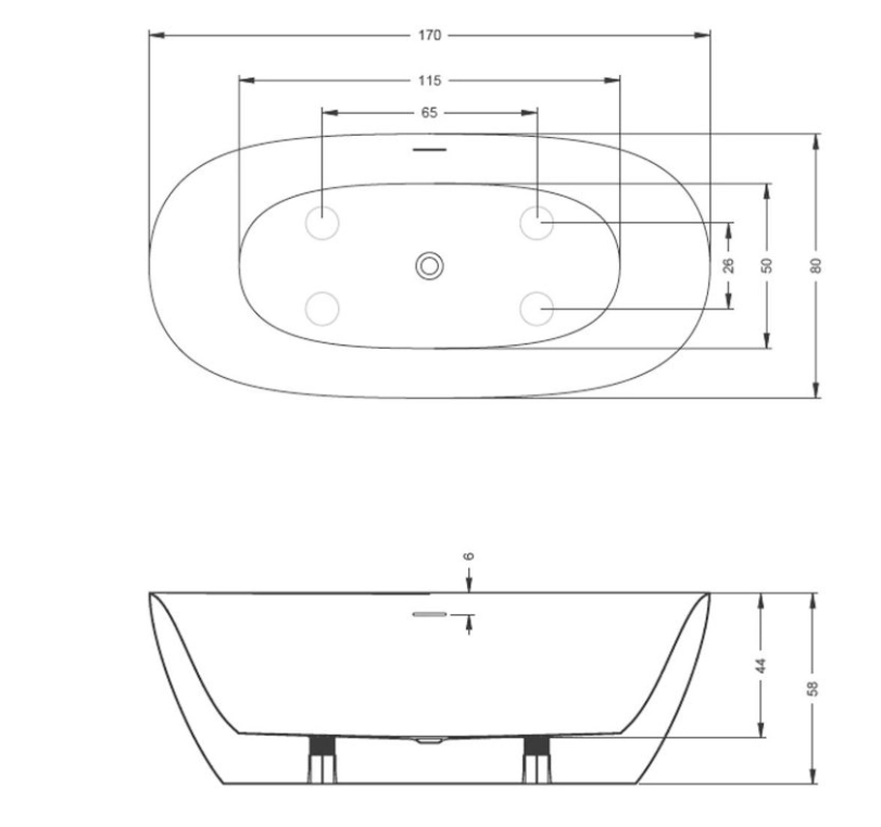 Cada Freestanding Riho Alpha 170x80 (suport + sifon) B092001005 — 3