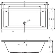 Cada acril Riho Lusso 180x80 B036001005