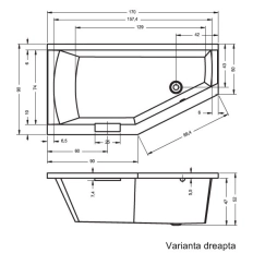Cada acril Riho Geta 170x90 DR B031001005