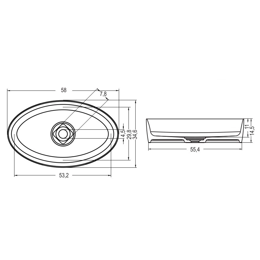 Раковина Solid Surface Riho Thin Oval 58x35