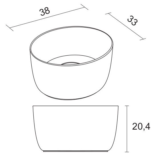 Lavoar pe blat Solid Surface Riho Oval 38x33 cm Alb Satinat — vedere 4