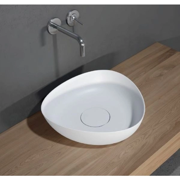 Lavoar pe blat Solid Surface Riho Oviedo 41x41 cm Alb Satinat