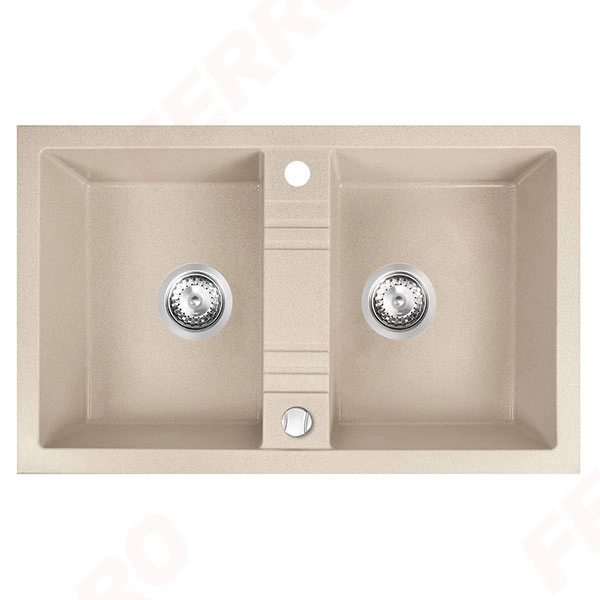 Chiuveta bucatarie dubla 780x480 mm nisip Ferro DRGM2/48/78SA