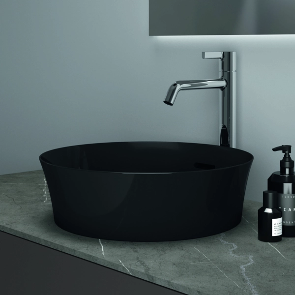 Умывальник на столешнице типа чаши Ideal Standard Atelier Ipalyss Round с переливом D.40 cm Черный Глянцевый — вид 4