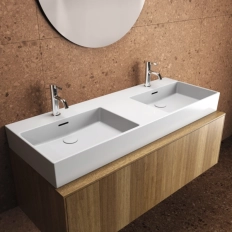 Lavoar dublu pe blat Ideal Standard Atelier Extra 120x45cm doua orificii pentru baterie ( T391301)