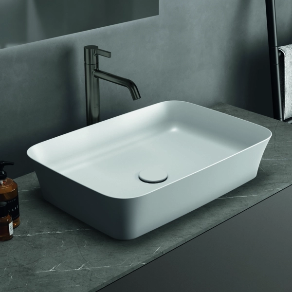 Lavoar pe blat tip bol Ideal Standard Atelier Ipalyss 55x38cm Alb satinat fara preaplin (E2076V1)