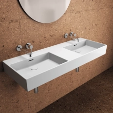 Lavoar dublu pe blat Ideal Standard Atelier Extra 120x45cm fara orificii pentru baterie (T391501)