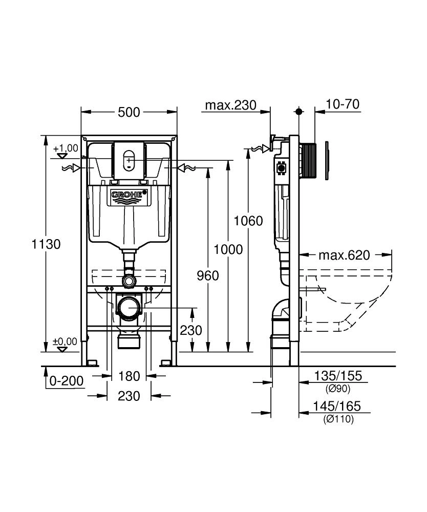 Rama pentru suspendarea WC Grohe + buton oval — 5