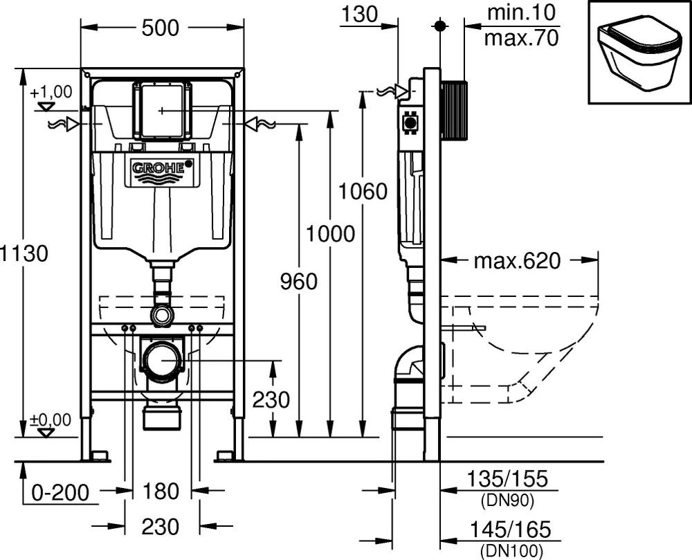 Инсталляция для подвесного унитаза Grohe RapidSL — 4