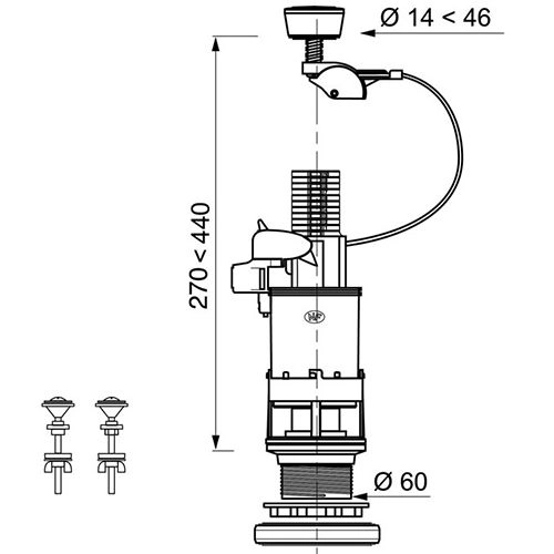Armatura WC Wirquin cu actionare simpla (10950138) — 2
