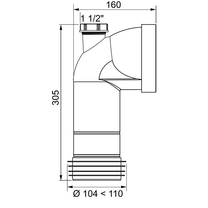 Adaptor WC Wirquin cot scurt D110 (71240001) — 2