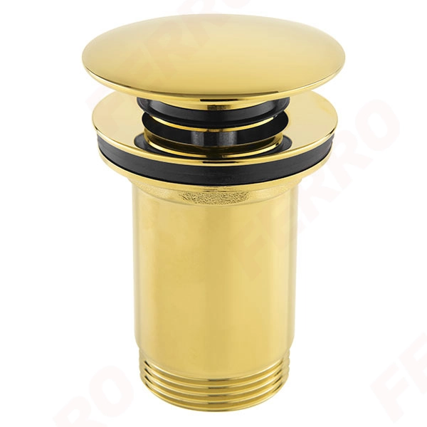Донный слив Click-Clack с переливом/латунь Ferro S285G 11/4 Gold