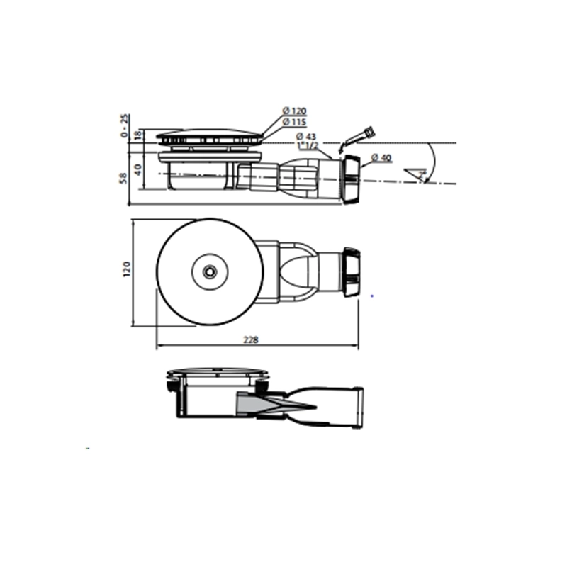 Сифон для душа Wirquin Slim H40 D90 против запаха (30950158)