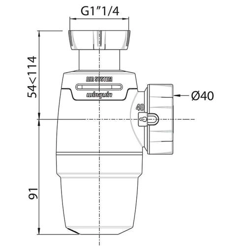 Sifon chiuveta Wirquin Neo 11/4 D40 (30722150) — 2