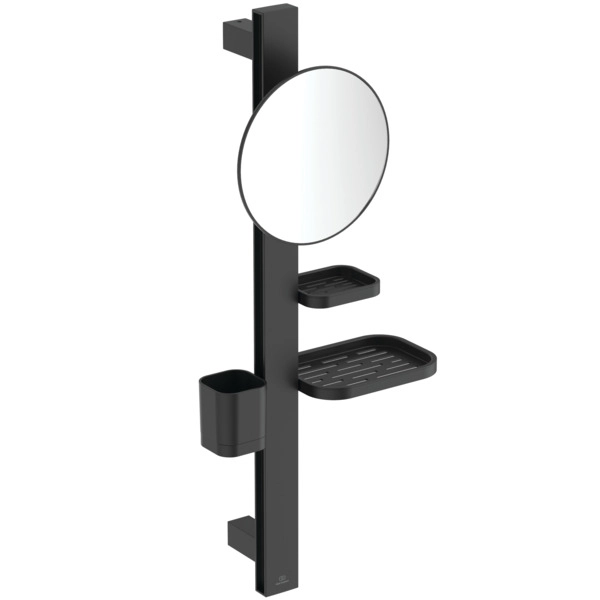 Beauty Bar Ideal Standard S ALU+ Negru Mat (Oglinda 200mm+Polita+Pahar+ suport Prosop) BD589XG — 1