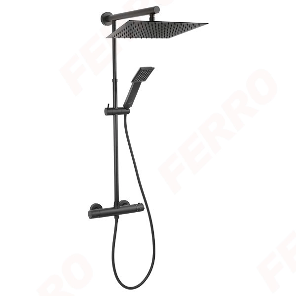 Душевая система термостатическая Ferro Trevi Square Black