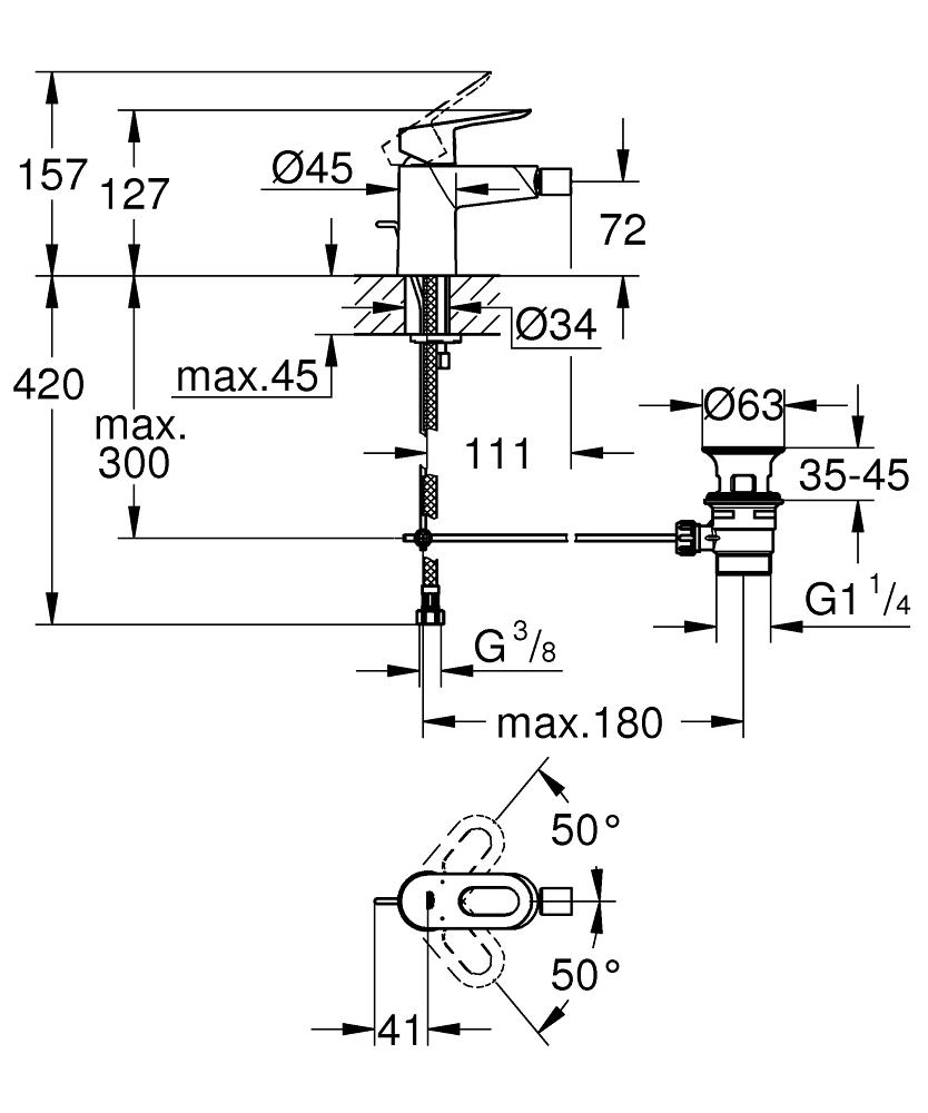 Смеситель для биде Grohe Bauloop — 2