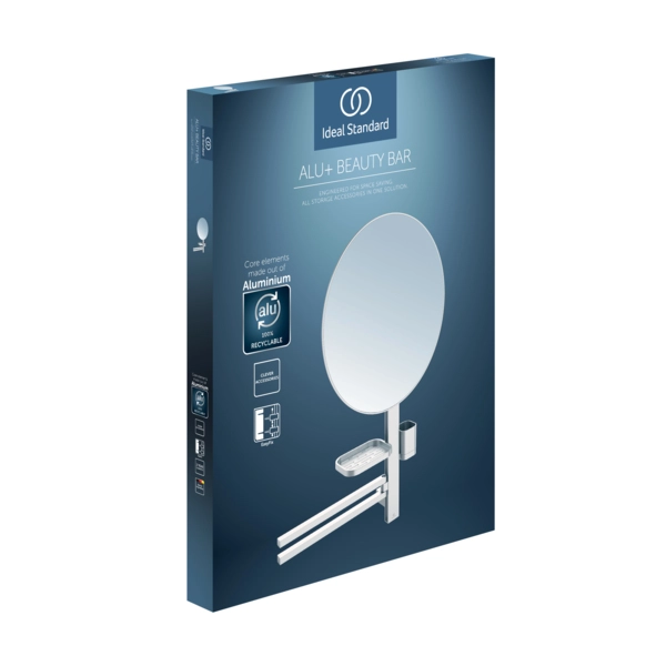 Beauty Bar Ideal Standard L ALU+ Silver (Oglinda 500mm+Polita+Pahar+ suport Prosop) BD587SI — vedere 2