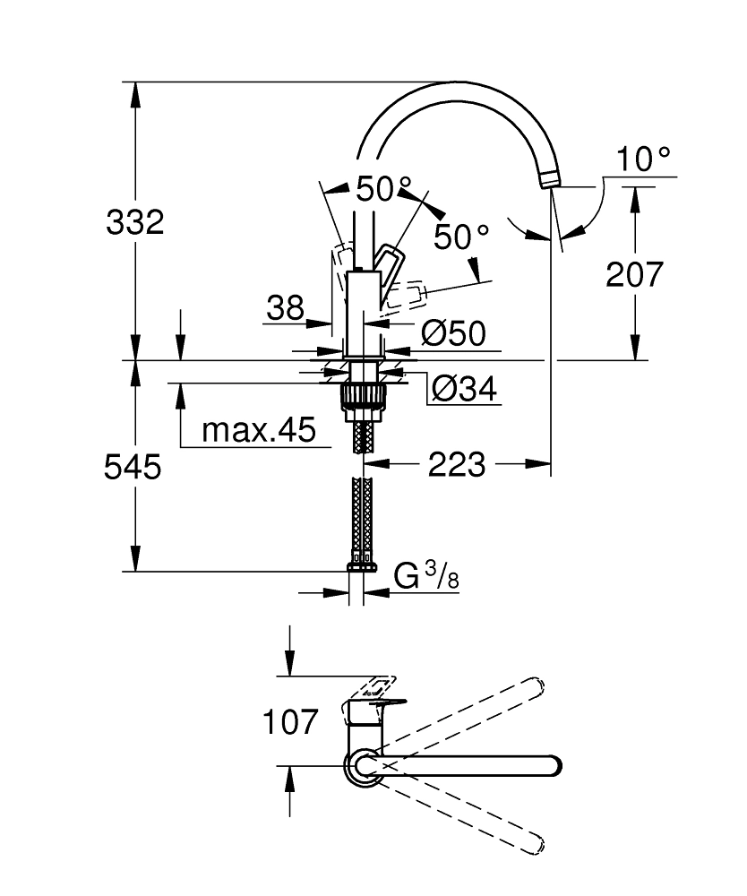 Baterie bucătărie Grohe Bauloop OHM 31368001