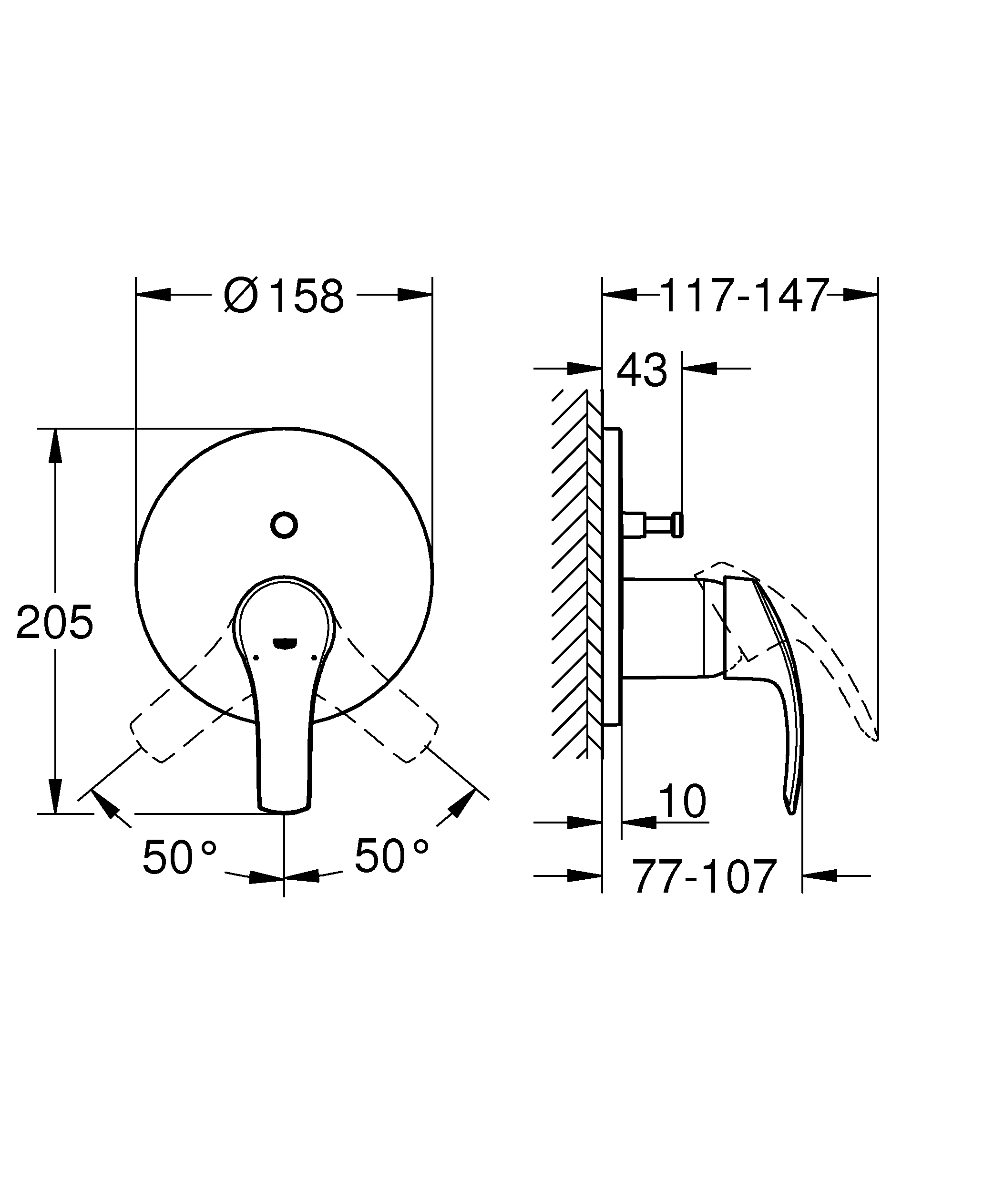 Baterie duș încastrată 2 cai Grohe Eurosmart — 2