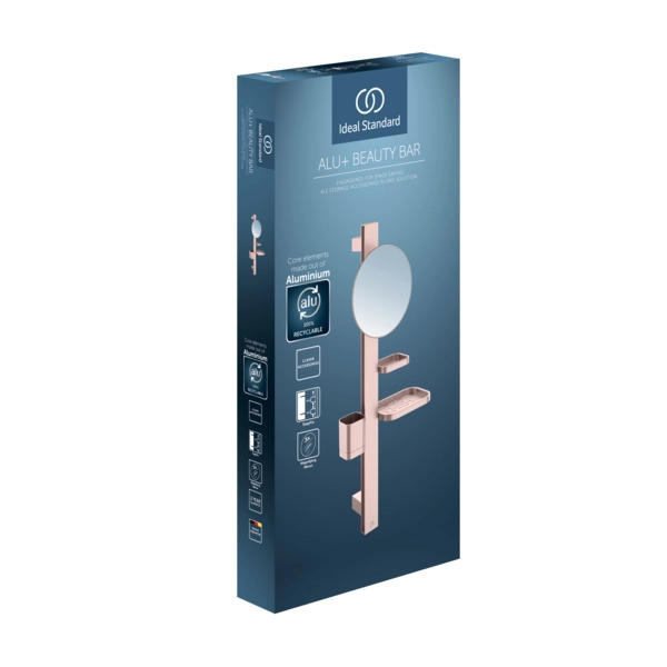 Beauty Bar Ideal Standard S ALU+ Розовый (Зеркало 200mm+Полка+Стакан+держатель полотенец) BD589RO — 3