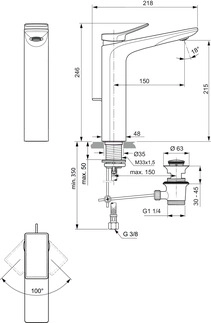 Baterie lavoar înalt Ideal Standard Atelier Conca Chrome — vedere 4