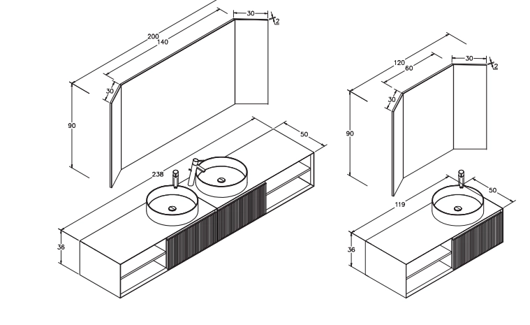 Mobilier de baie ORKA Boxes 120 Smoked Mese — 3