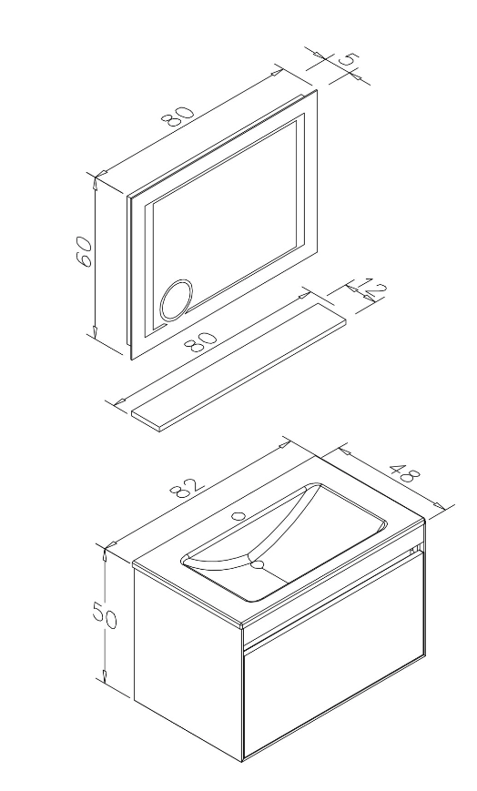 Mobilier de baie ORKA Patara 80 Navaro — 2