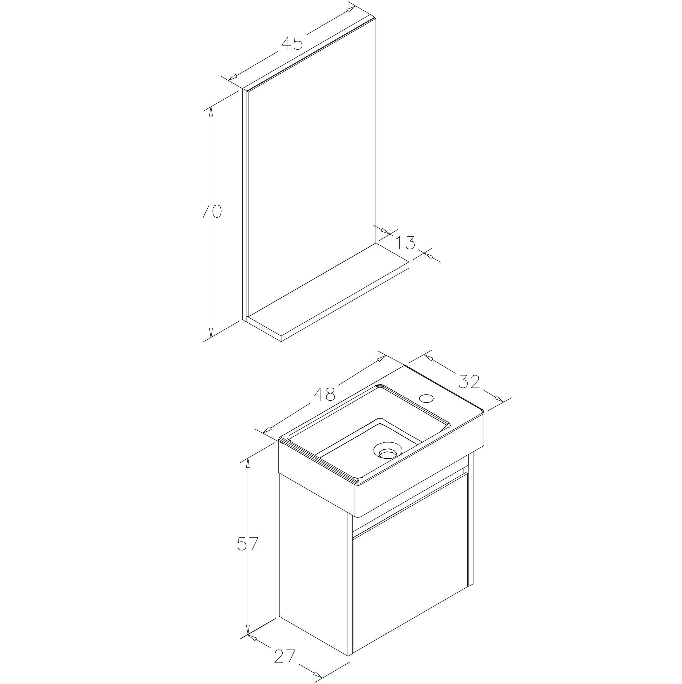 Mobilier de baie ORKA New Yedisu 45 White — 2