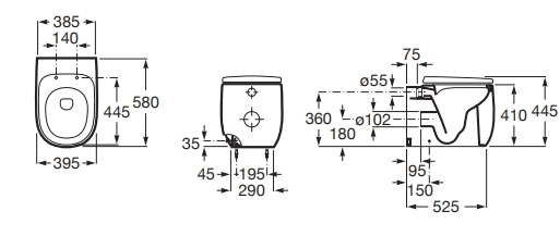 Унитаз напольный ROCA Beyond Rimles A3470B7000