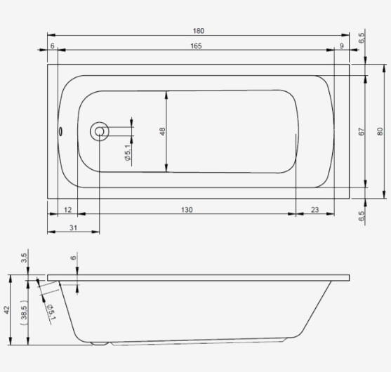 Cada acril Riho Dola 180x80 — 3