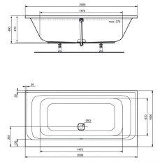 Ванна акриловая Ideal Standard Tonic II Duo 200x100 K746601
