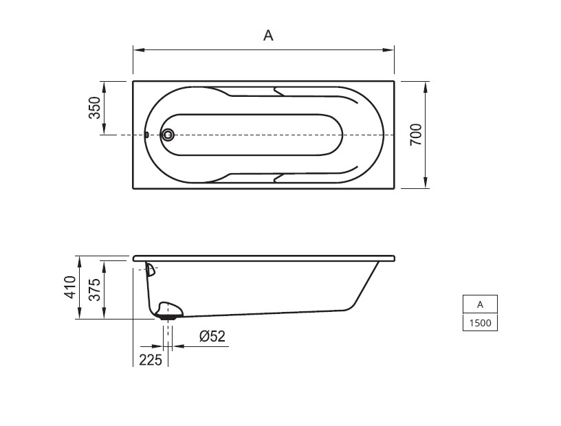 Cada acril Roca Tazia 150x70 A248397000 — 2