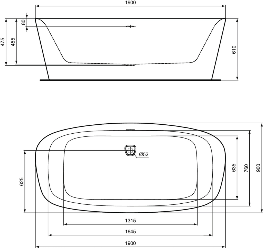 Cada Freestanding Ideal Standard Dea 190x90cm Alb Satinat K8722V1