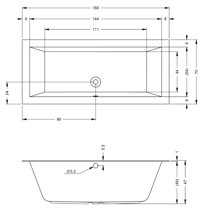 Cada acril Riho Lugo 160x70 B138001005