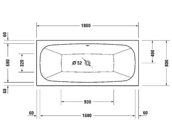 Cada Duravit Aurena DuroCast 180 x 80