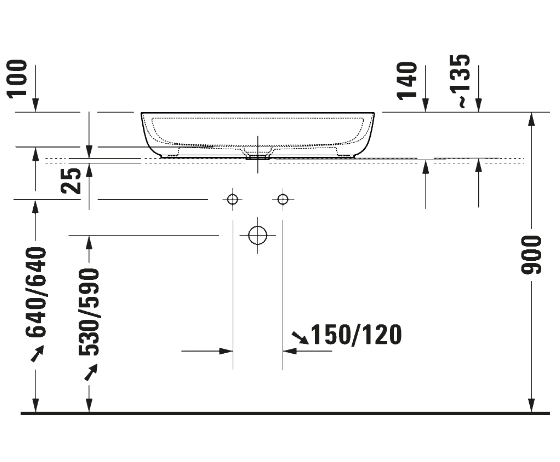 Lavoar pe blat Duravit LUV 70x40 cm — vedere 4