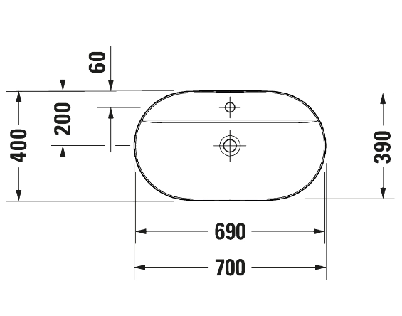 Lavoar pe blat Duravit LUV 70x40 cm — vedere 5