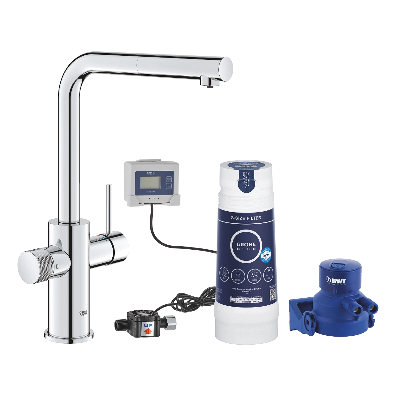 Смеситель кухонный с выдвижным изливом с фильтром Grohe Blue Pure Minta