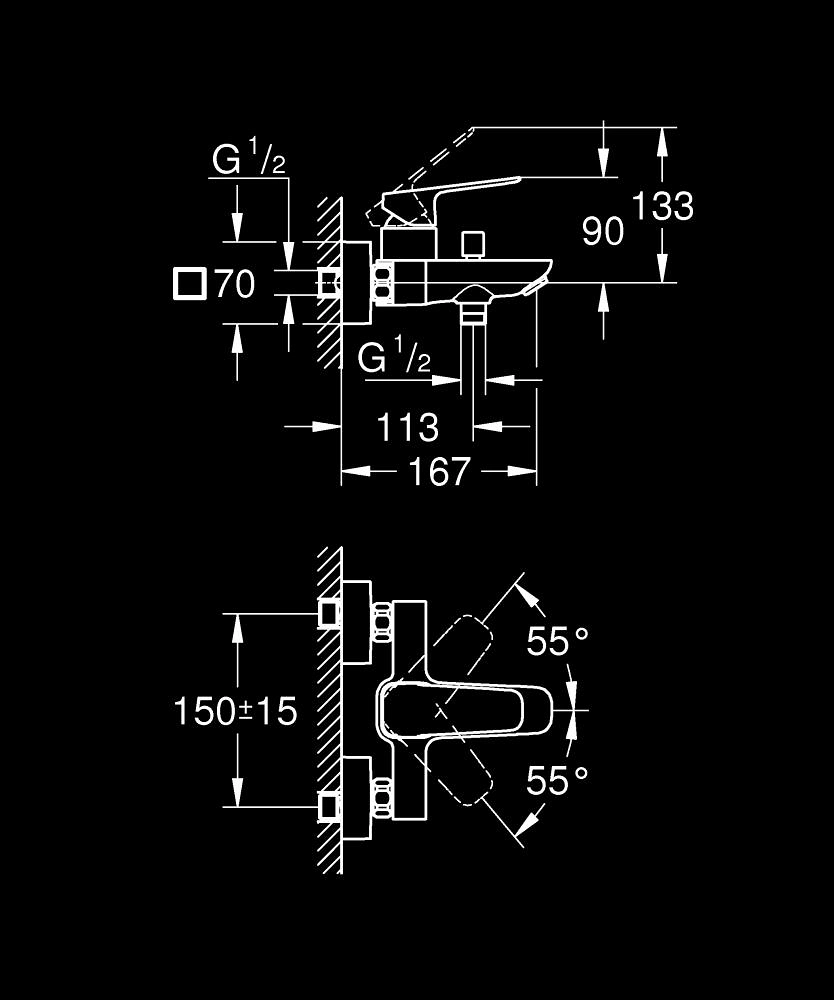 Baterie cada Grohe Cubeo 1018130000