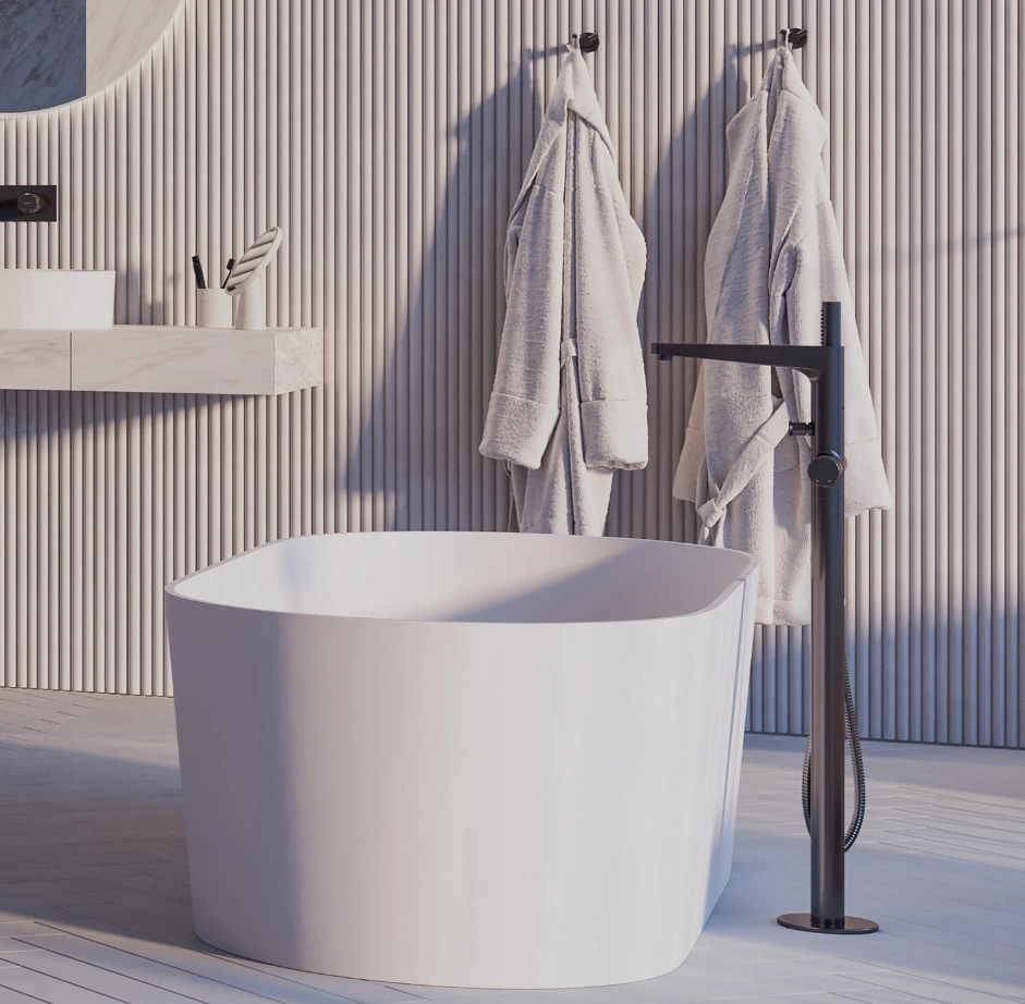 Baterie freestanding pentru cada Omnires Contour Brushed Anthracite — vedere 3