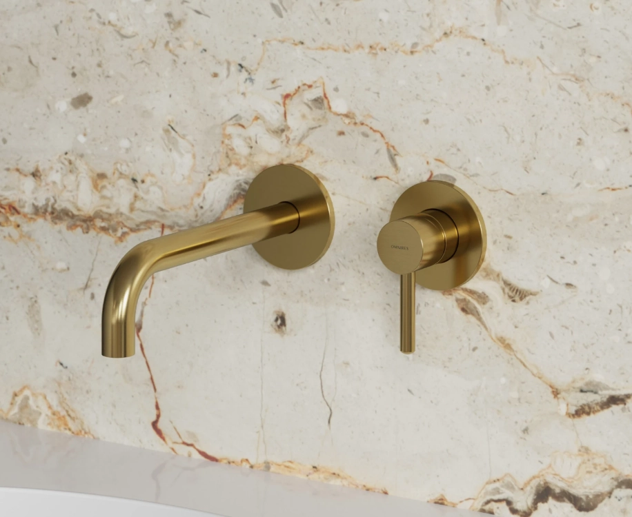 Baterie încastrată lavoar Omnires Y (Pipa 19-21 cm) Brushed Gold + corp instalare — 2