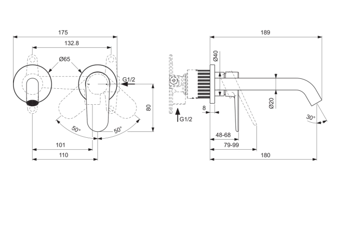 Смеситель встраиваемый для раковины Ideal Standard Cerafine O Nuovo BD776XG
