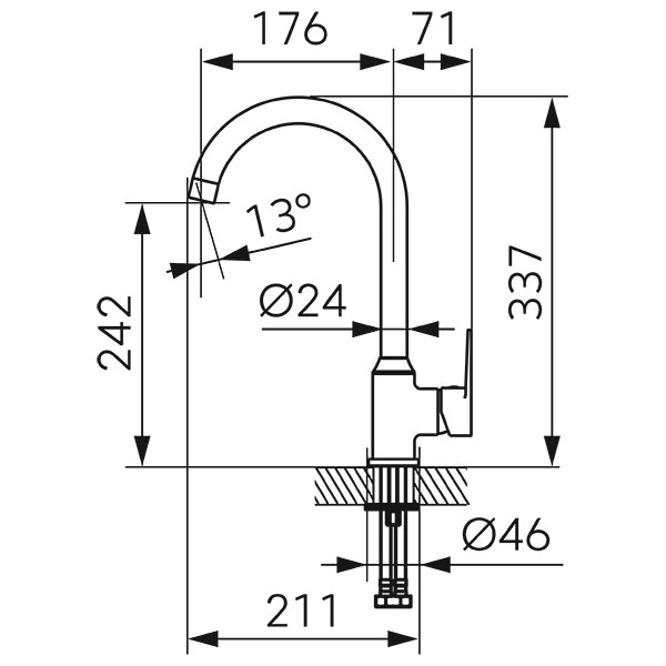 Смеситель кухонный Ferro Ritto BTR4 — 2