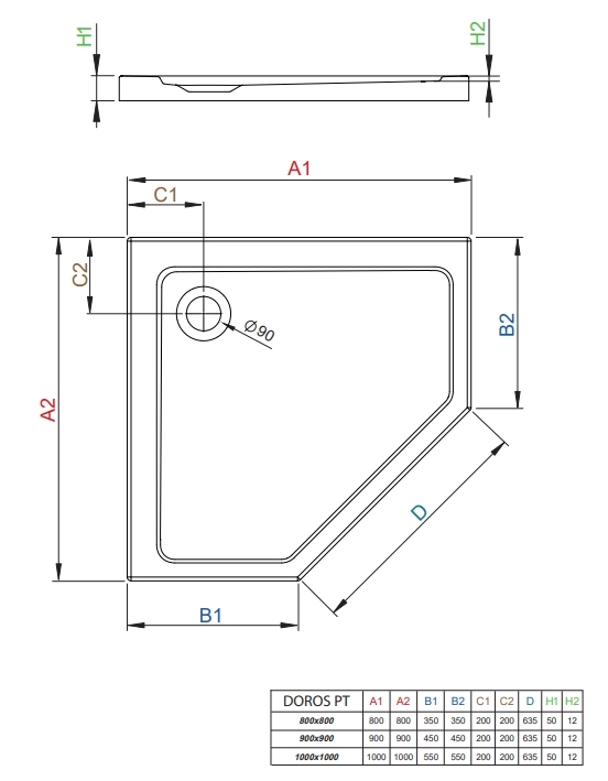 Душевой поддон Radaway Doros PT 100x100x5 (SDRPT1010-01-54S)