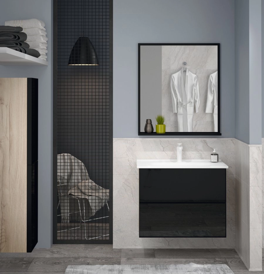Lavoar cu dulap ORKA Lucca 80 Legnano blackglass — 2